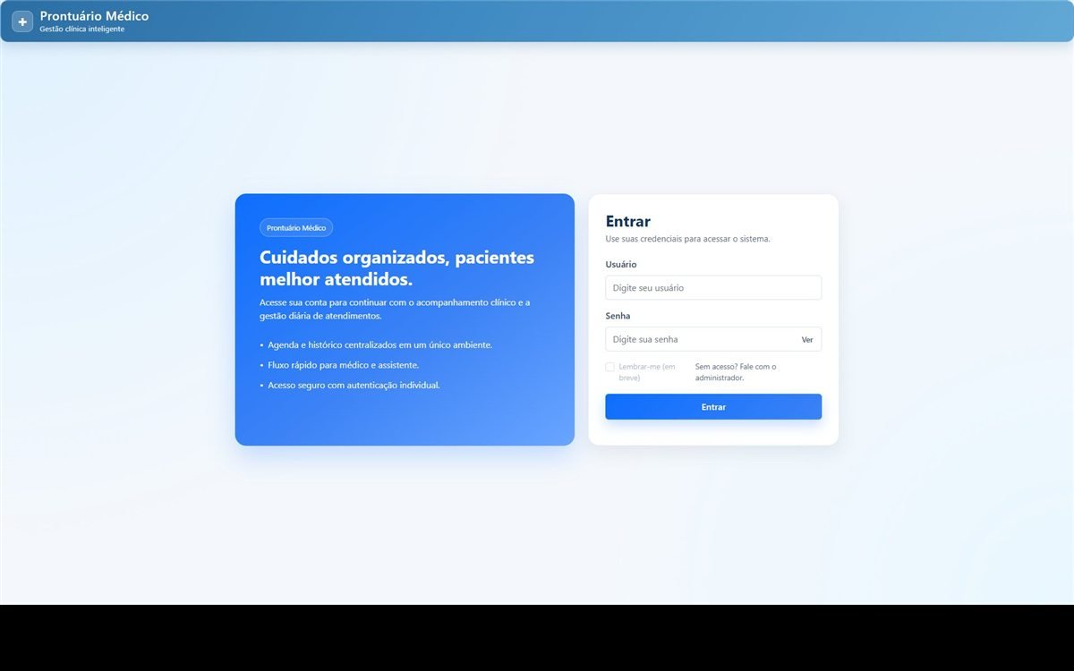 Tela de login do sistema de prontuário médico Samedica